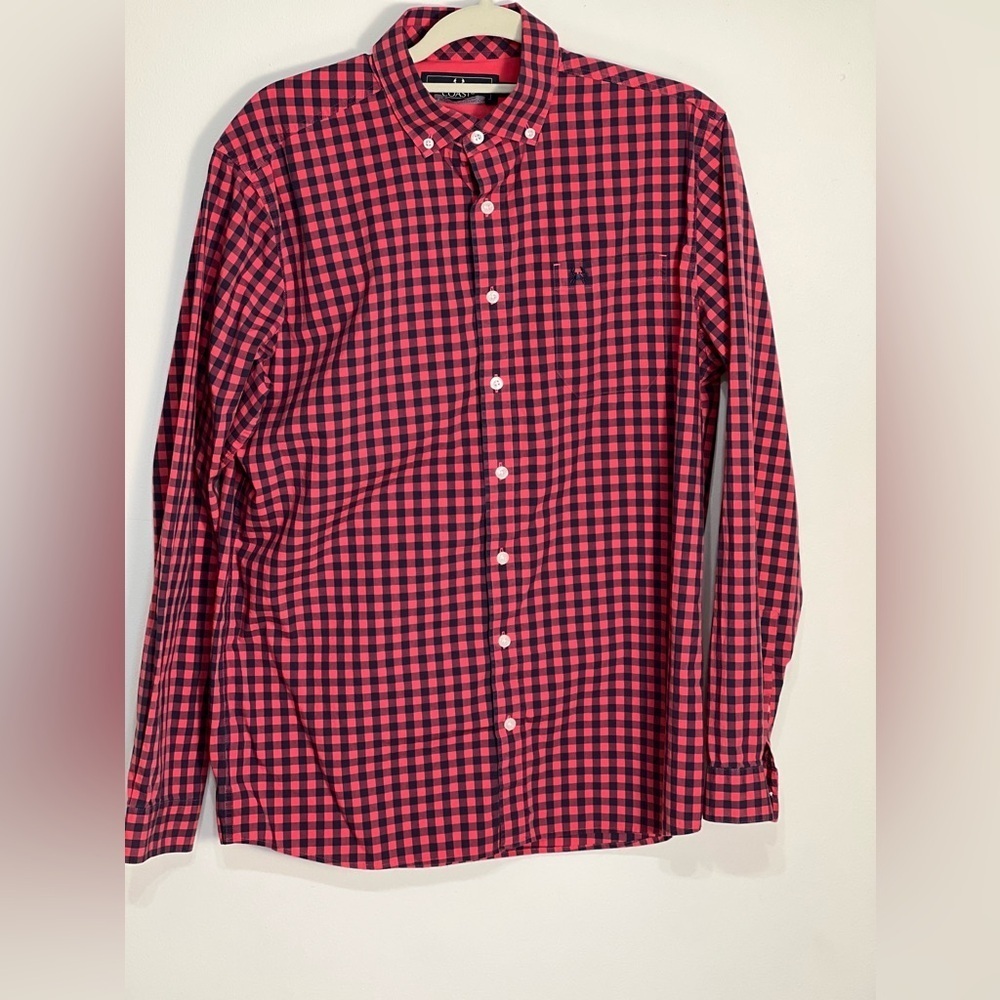 Coast Red & Blue "The Marlin Buttondown" Button Down Shirt Size MEDIUM Cotton